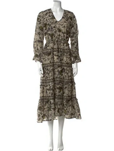 Pre-owned Caroline Constas Floral Print Long Dress In Green