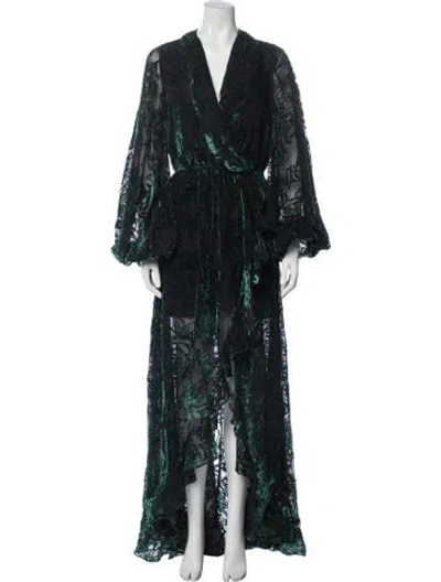 Pre-owned Caroline Constas Floral Print Long Dress In Green