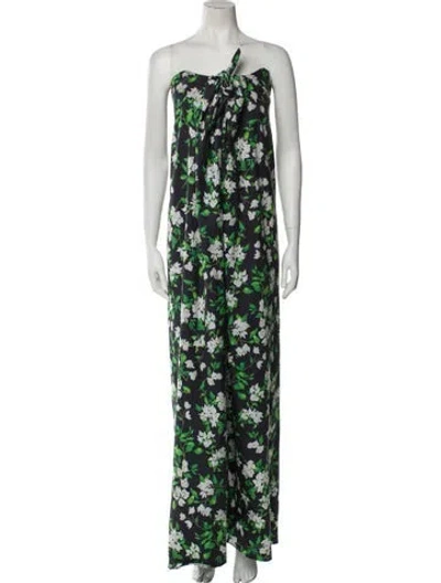 Pre-owned Caroline Constas Floral Print Long Dress In Multi
