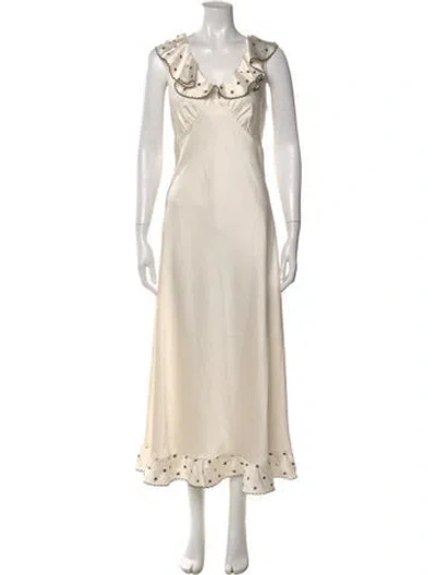 Pre-owned Caroline Constas Floral Print Long Dress In Neutral