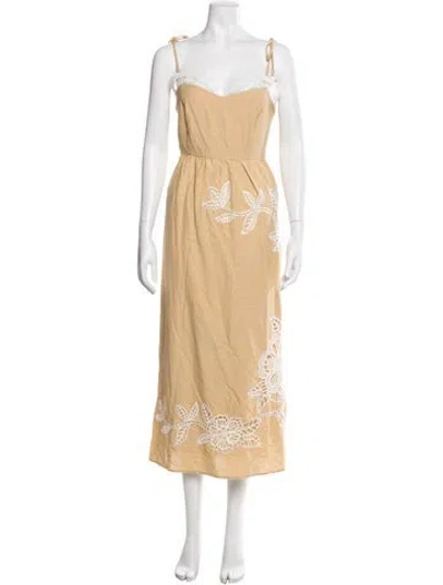 Pre-owned Caroline Constas Floral Print Long Dress In Neutral