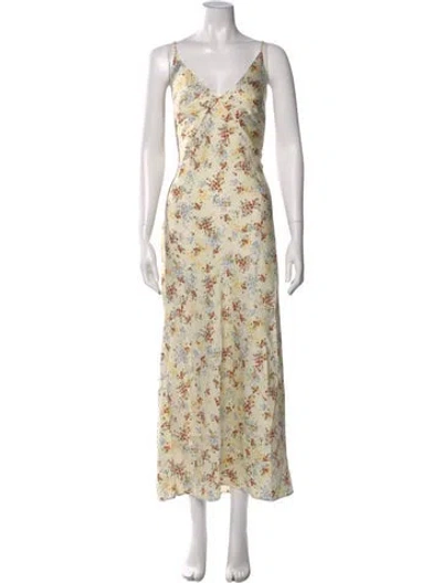 Pre-owned Caroline Constas Floral Print Long Dress In Neutral