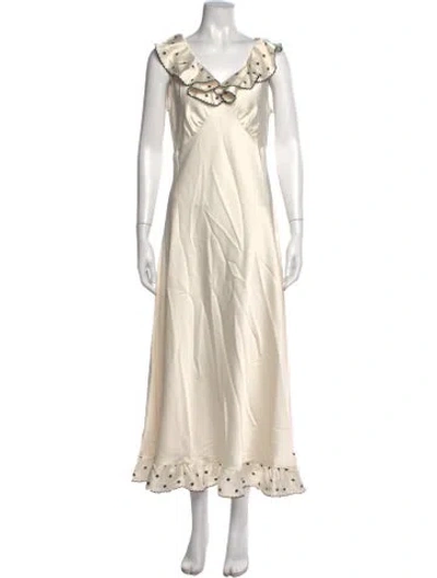 Pre-owned Caroline Constas Floral Print Long Dress In Neutral