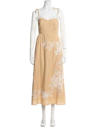 Pre-owned Caroline Constas Floral Print Long Dress In Neutral