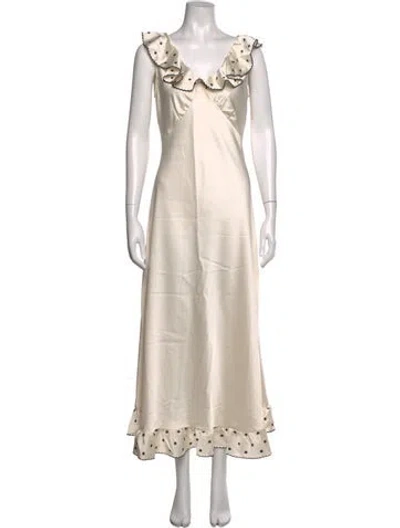 Pre-owned Caroline Constas Floral Print Long Dress In Neutrals