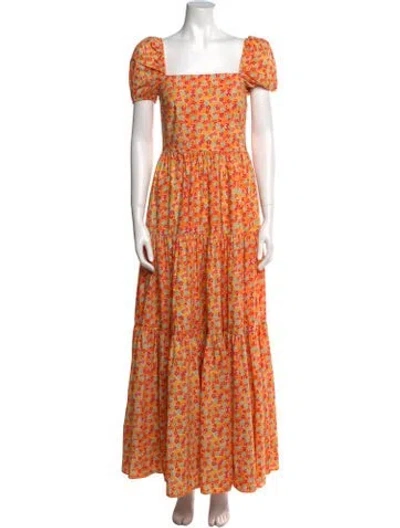 Pre-owned Caroline Constas Floral Print Long Dress In Orange