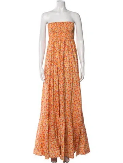 Pre-owned Caroline Constas Floral Print Long Dress In Orange