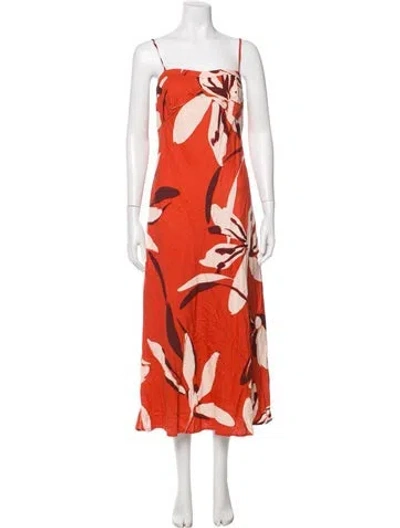 Pre-owned Caroline Constas Floral Print Long Dress In Orange