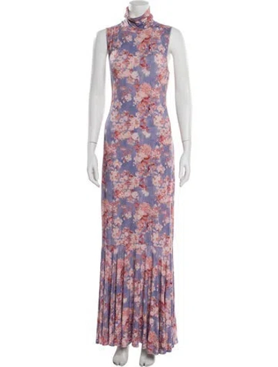 Pre-owned Caroline Constas Floral Print Long Dress In Purple