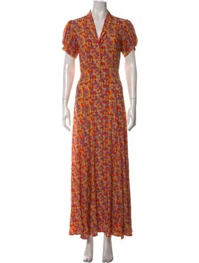 Pre-owned Caroline Constas Floral Print Long Dress In Red