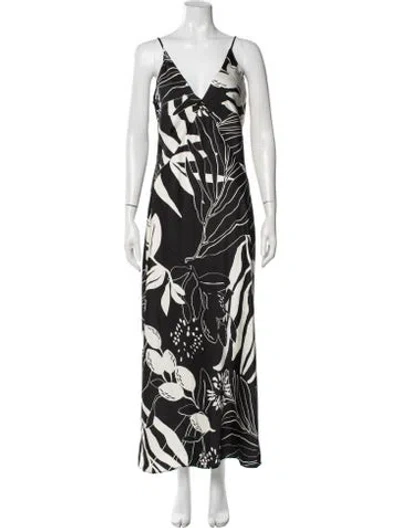 Pre-owned Caroline Constas Floral Print Long Dress W/ Tags In Black