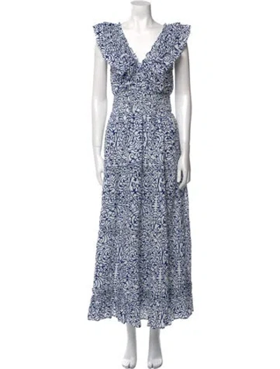 Pre-owned Caroline Constas Floral Print Long Dress W/ Tags In Blue