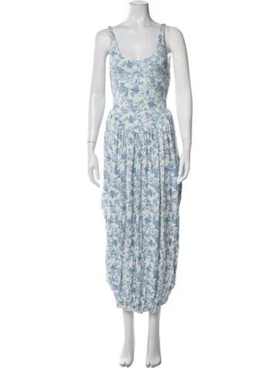 Pre-owned Caroline Constas Floral Print Long Dress W/ Tags In Blue