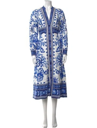 Pre-owned Caroline Constas Floral Print Long Dress W/ Tags In Blue