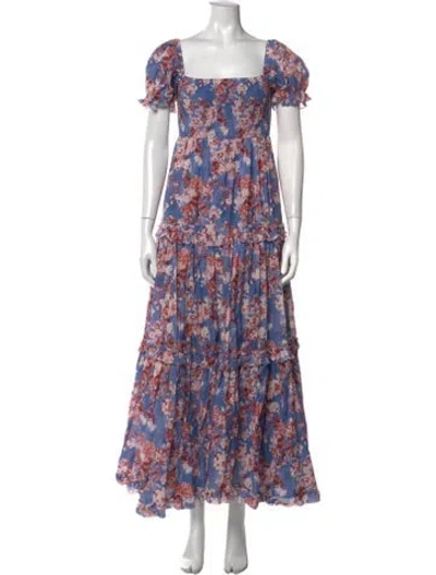 Pre-owned Caroline Constas Floral Print Long Dress W/ Tags In Blue