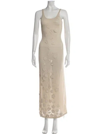 Pre-owned Caroline Constas Floral Print Long Dress W/ Tags In Gold/metallic
