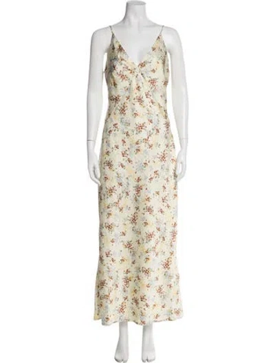 Pre-owned Caroline Constas Floral Print Long Dress W/ Tags In Multi