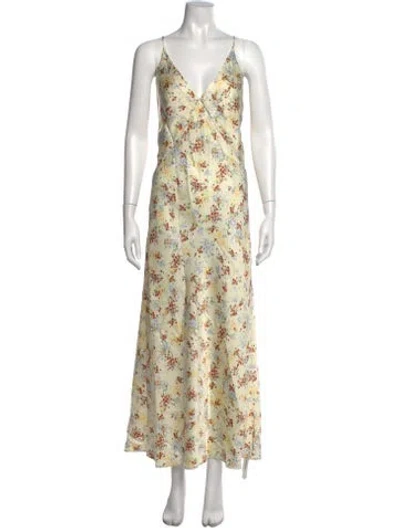 Pre-owned Caroline Constas Floral Print Long Dress W/ Tags In Multi