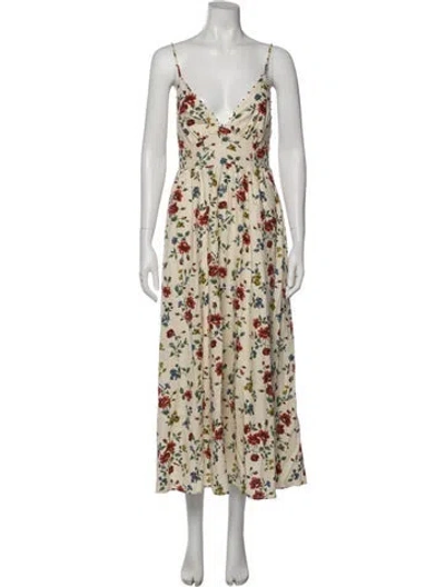 Pre-owned Caroline Constas Floral Print Long Dress W/ Tags In Neutral