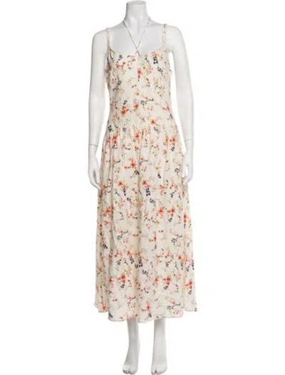 Pre-owned Caroline Constas Floral Print Long Dress W/ Tags In Neutrals