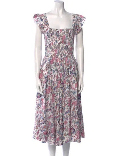 Pre-owned Caroline Constas Floral Print Long Dress W/ Tags In White
