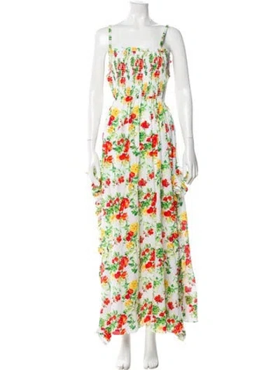 Pre-owned Caroline Constas Floral Print Long Dress W/ Tags In White