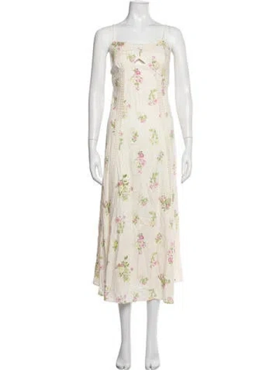 Pre-owned Caroline Constas Floral Print Long Dress W/ Tags In White
