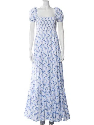 Pre-owned Caroline Constas Floral Print Long Dress In White