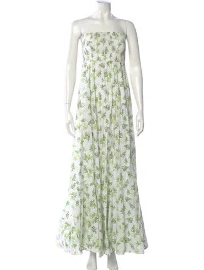 Pre-owned Caroline Constas Floral Print Long Dress In White