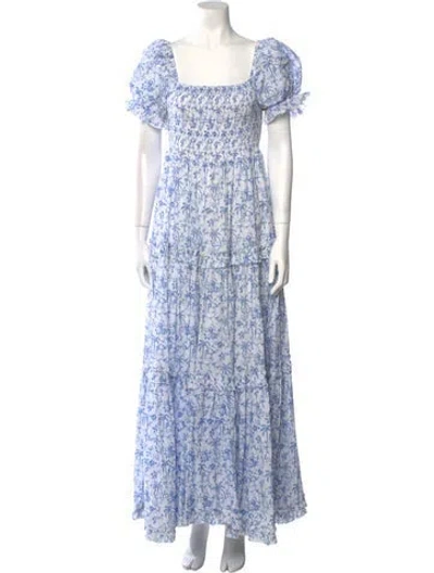 Pre-owned Caroline Constas Floral Print Long Dress In White
