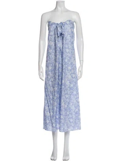 Pre-owned Caroline Constas Floral Print Long Dress In White
