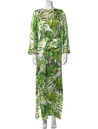 Pre-owned Caroline Constas Floral Print Long Dress In White