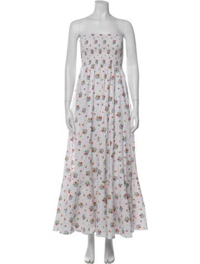 Pre-owned Caroline Constas Floral Print Long Dress In White
