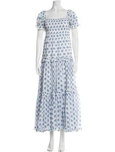 Pre-owned Caroline Constas Floral Print Long Dress In White