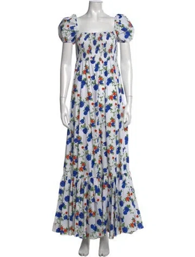 Pre-owned Caroline Constas Floral Print Long Dress In White
