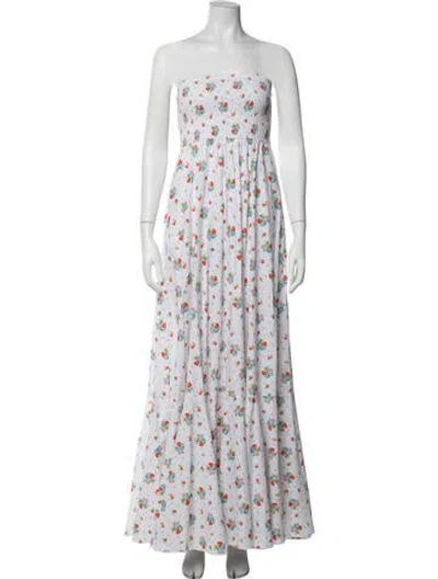 Pre-owned Caroline Constas Floral Print Long Dress In White