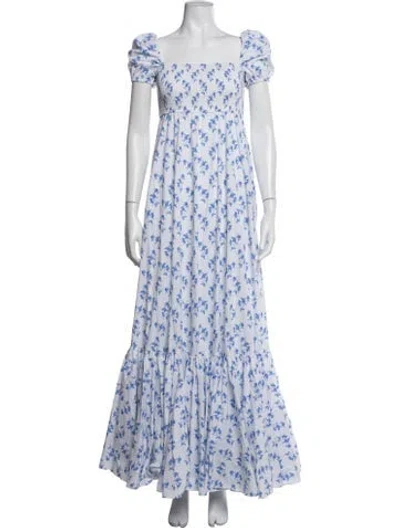 Pre-owned Caroline Constas Floral Print Long Dress In White