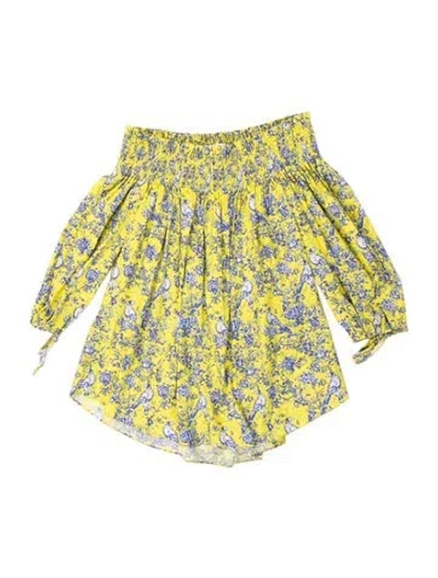 Pre-owned Caroline Constas Floral Print Long Dress In Yellow