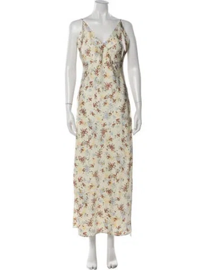 Pre-owned Caroline Constas Floral Print Long Dress In Yellow