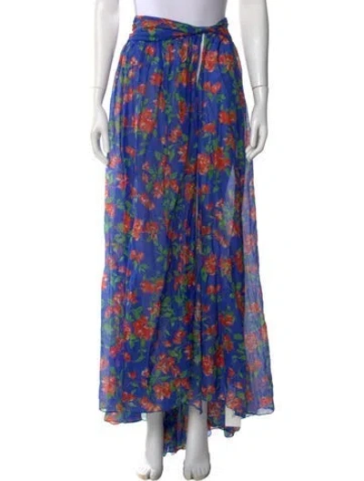 Pre-owned Caroline Constas Floral Print Long Skirt In Blue