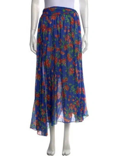 Pre-owned Caroline Constas Floral Print Long Skirt In Blue