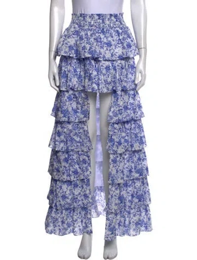Pre-owned Caroline Constas Floral Print Long Skirt In White