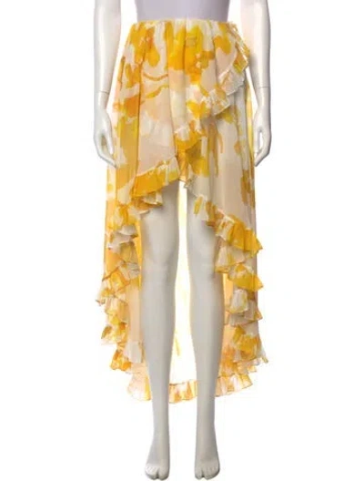 Pre-owned Caroline Constas Floral Print Long Skirt In Yellow