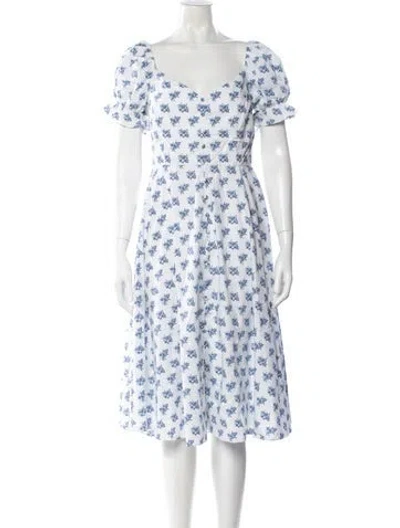 Pre-owned Caroline Constas Floral Print Midi Length Dress In Blue