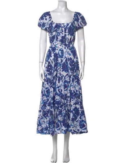 Pre-owned Caroline Constas Floral Print Midi Length Dress In Blue
