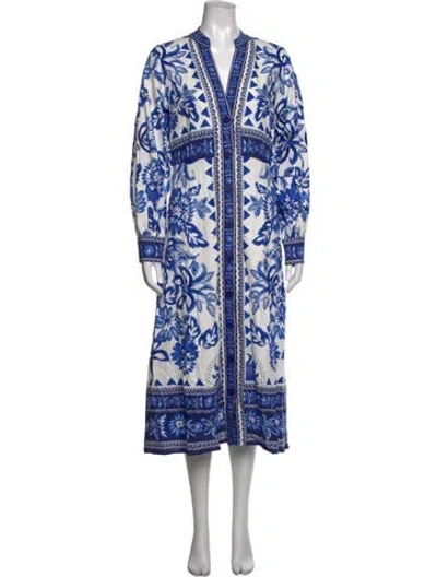 Pre-owned Caroline Constas Floral Print Midi Length Dress In Blue