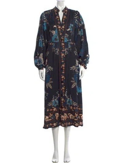 Pre-owned Caroline Constas Floral Print Midi Length Dress In Blue