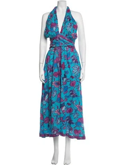 Pre-owned Caroline Constas Floral Print Midi Length Dress In Blue