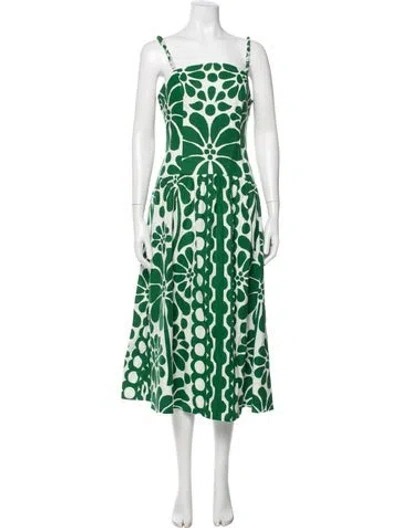 Pre-owned Caroline Constas Floral Print Midi Length Dress In Green