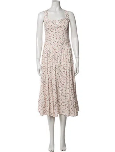 Pre-owned Caroline Constas Floral Print Midi Length Dress In Neutrals